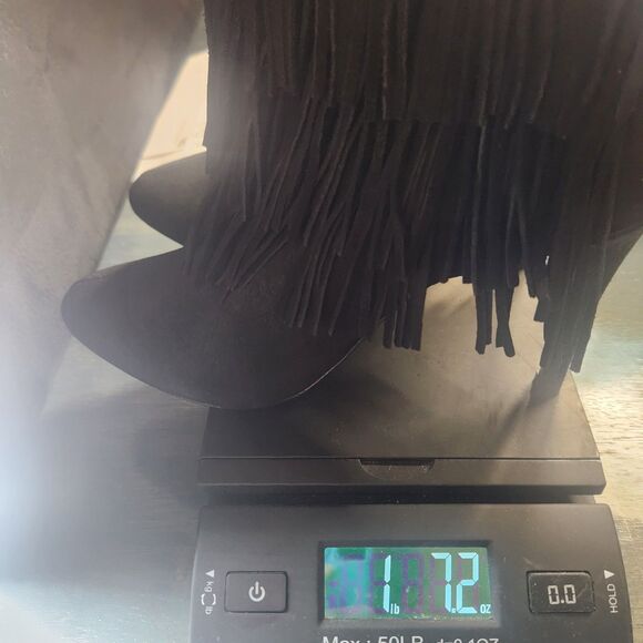 Zara Fringe Ankle Booties Women's 8.5M Black Suede Back Zip 4‎ Inch Heel Western - Picture 13 of 13